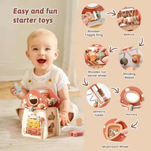 Wooden Multifunction Activity Cube Mushroom Shape 5-in-1