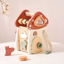 Wooden Multifunction Activity Cube Mushroom Shape 5-in-1