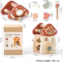 Wooden Multifunction Activity Cube Mushroom Shape 5-in-1