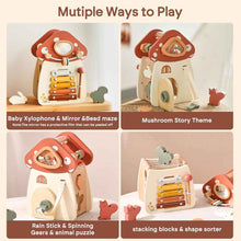 Wooden Multifunction Activity Cube Mushroom Shape 5-in-1
