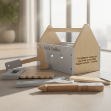 Personalised Wooden Toolbox - Baby Blue