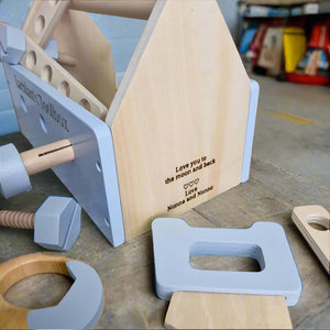 Personalised Wooden Toolbox - Baby Blue