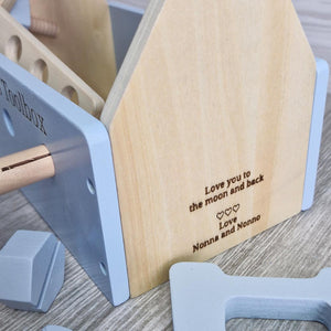 Personalised Wooden Toolbox - Baby Blue