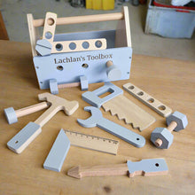 Personalised Wooden Toolbox - Baby Blue