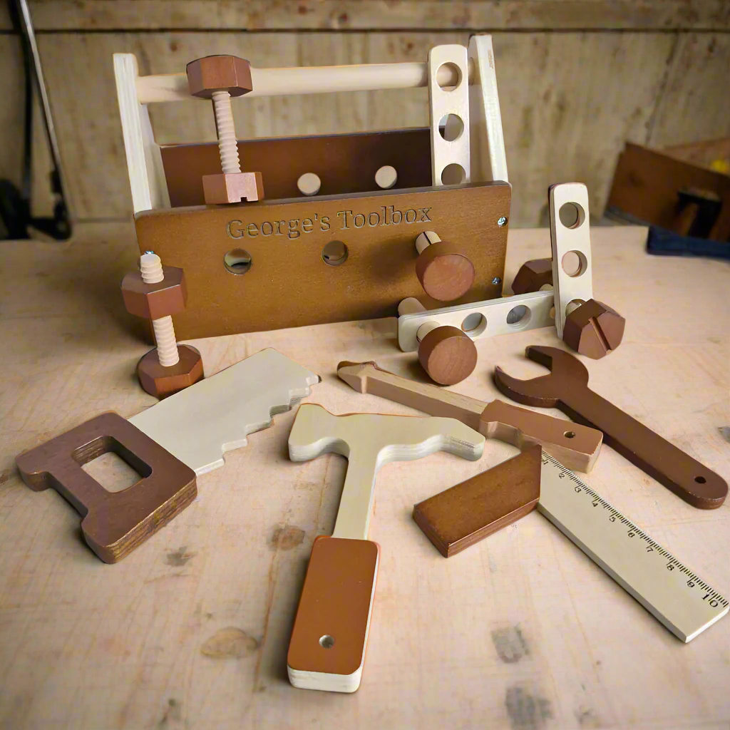 Personalised Wooden Toolbox - Retro Wood