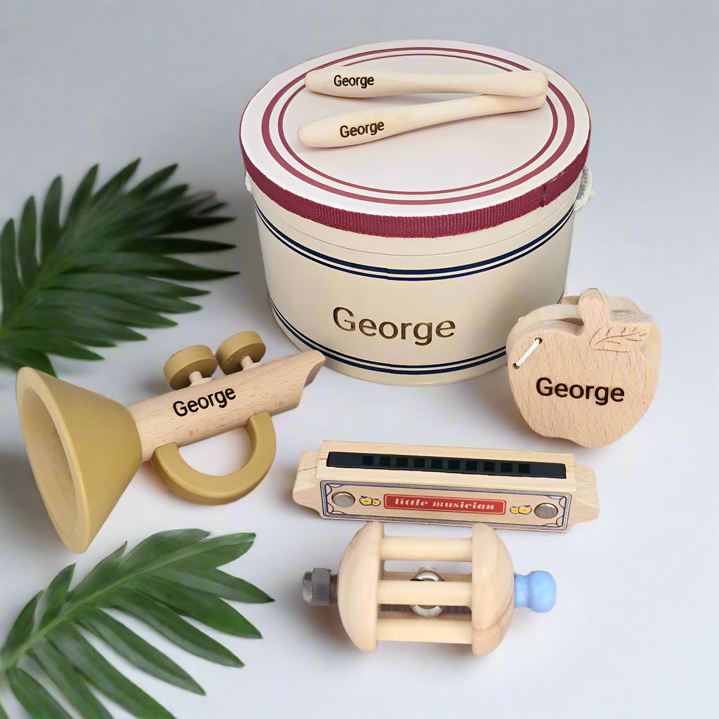 Personalised Wooden Retro Music Set