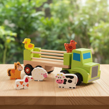 Personalised Wooden Big Farm Truck with Animals