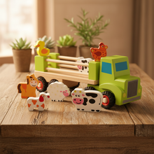 Personalised Wooden Big Farm Truck with Animals