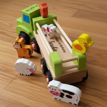 Personalised Wooden Big Farm Truck with Animals