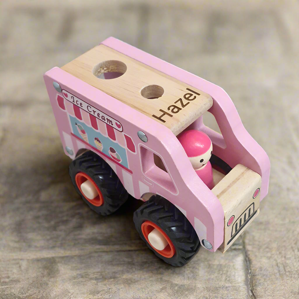 Personalised Wooden Ice Cream Truck with Driver