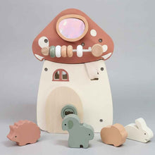 Personalised Wooden Multifunction Activity Cube Mushroom Shape 5-in-1