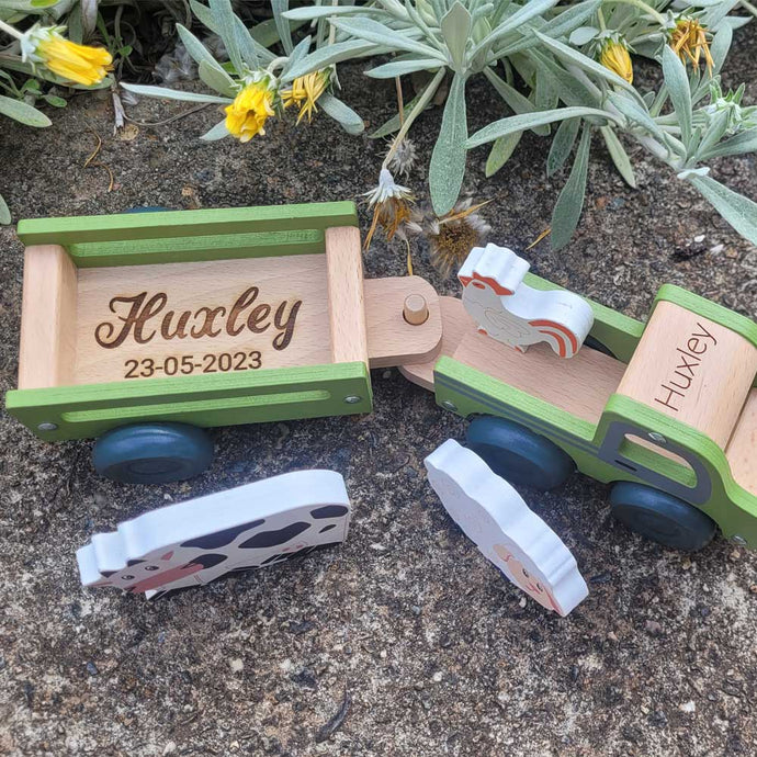 Personalised Wooden Truck with Animals