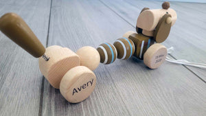 Personalised Wooden Pull Along Dog