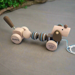 Personalised Wooden Pull Along Dog