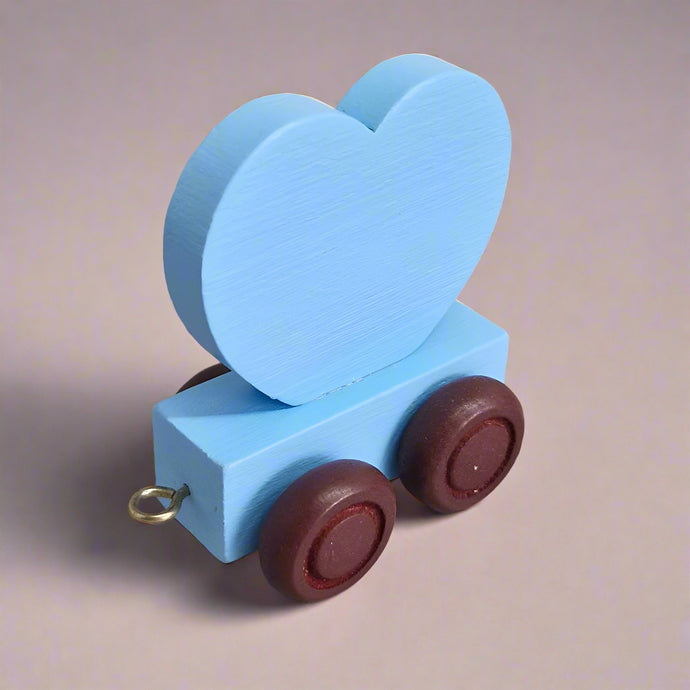 Wooden Coloured Heart Blue