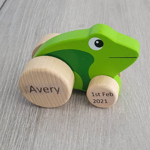 Personalised Wooden Frog Car