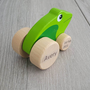 Personalised Wooden Frog Car