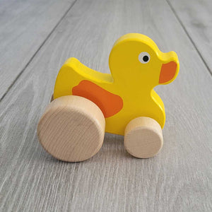 Personalised Wooden Yellow Duck Car