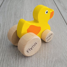 Personalised Wooden Yellow Duck Car