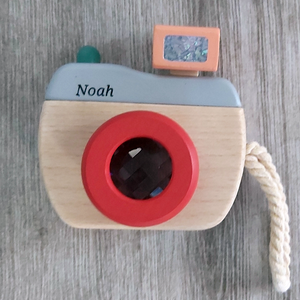 Personalised Wooden Camera - Maroon