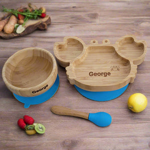 Personalised Crab Bamboo Dinnerware set - BLUE