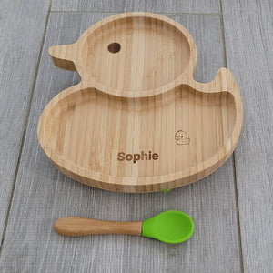 Personalised Duck Bamboo Dinnerware set - LIME