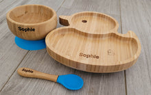 Personalised Duck Bamboo Dinnerware set - BLUE