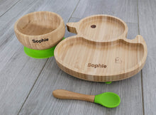 Personalised Duck Bamboo Dinnerware set - LIME