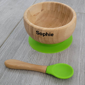 Personalised Bamboo Bowl and Spoon - LIME