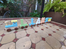 Coloured Personalised Wooden Name Train