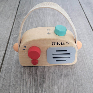 Personalised Wooden Radio Maroon - Music Box