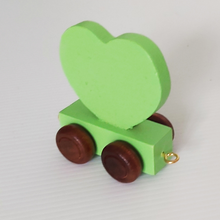 Wooden Coloured Heart Green