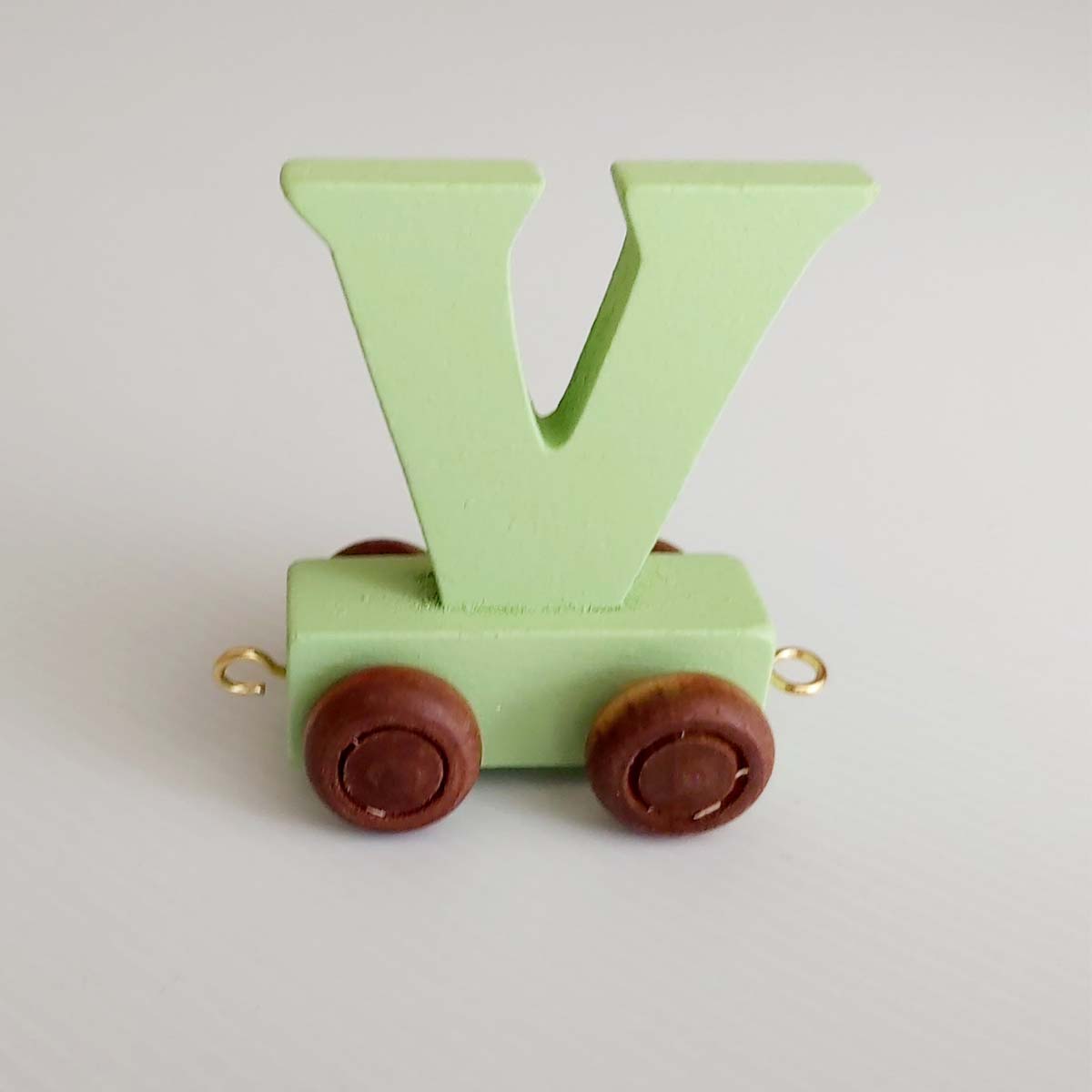 Wooden Coloured Train Letter V