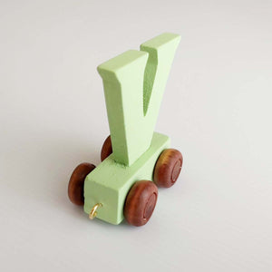 Wooden Coloured Train Letter V