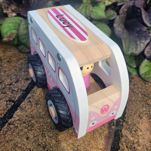 Personalised Wooden Pink Kombi